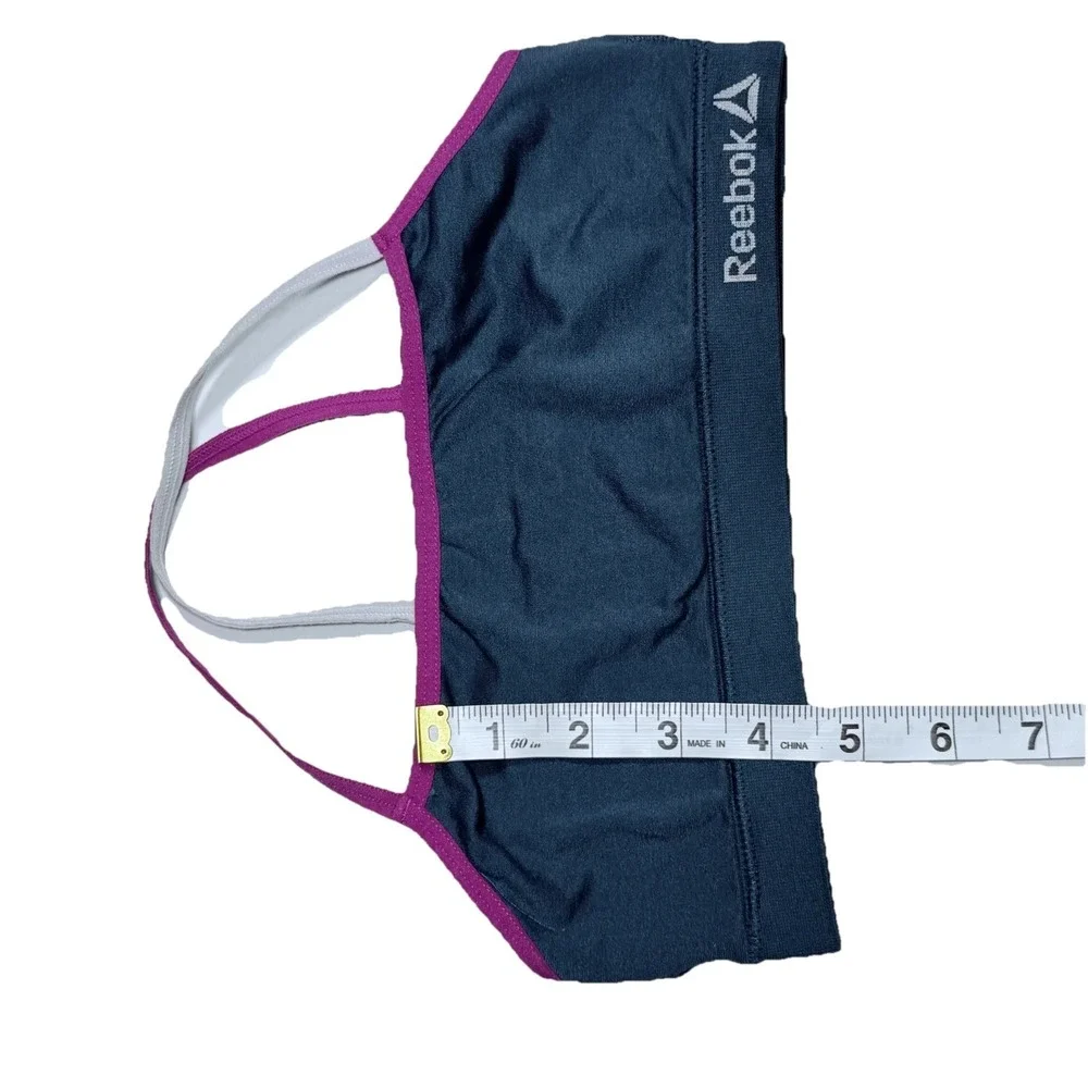 Reebok Girls Seamless Strappy Bralette Navy Blue Pink Trim Multi-Strap Size M